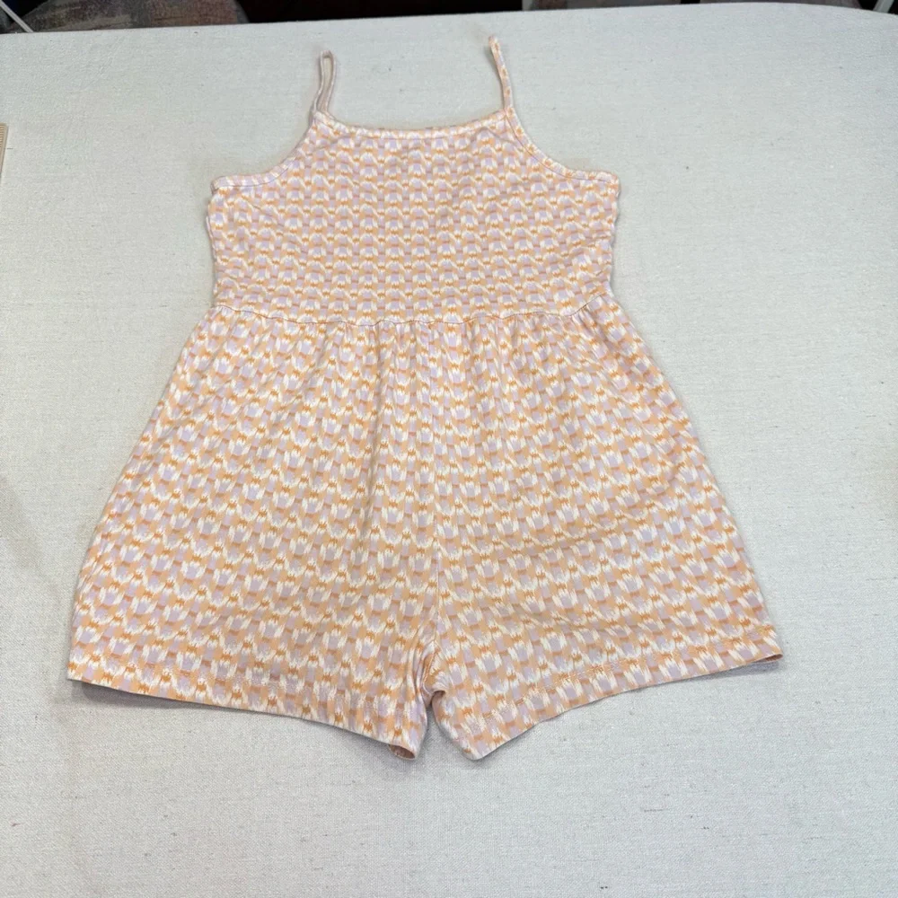 Carter’s Girls Patterned Romper - Cream and Orange - Size 10/10A